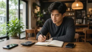 ผู้เรียนวางงบค่าคอร์ส TOEFL และค่าสอบด้วยเครื่องคิดเลข